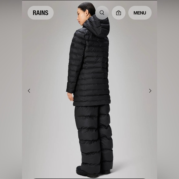 Rains Lohja Long Puffer Curve Jacket in Bay - Picture 2 of 7